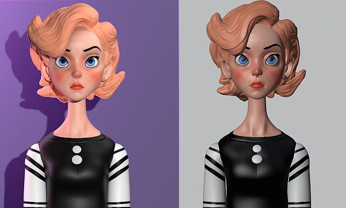 do cute 3d character for animation, games and 3d printing