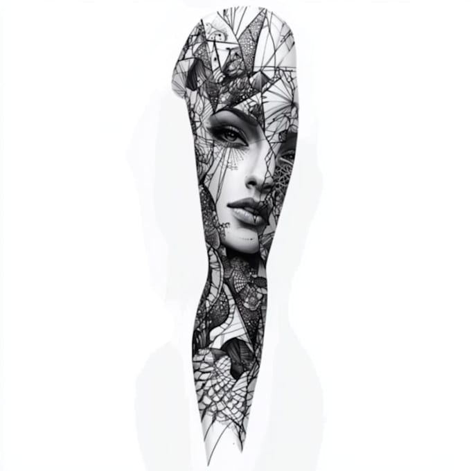 create sleeve tattoo design in geometric style