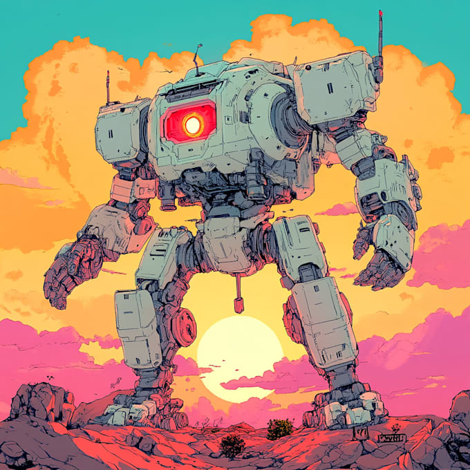 draw mecha girls or boys illustration