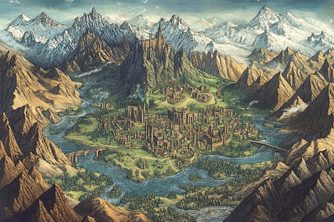 map illustration map design 3d isometric fantasy