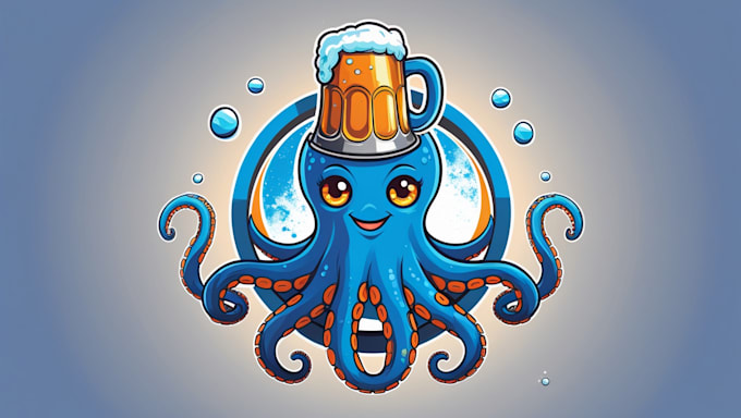 do unique octopus beer logo with unlimited revisions