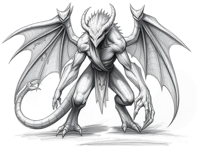 make sketch a concept art and fantasy creature