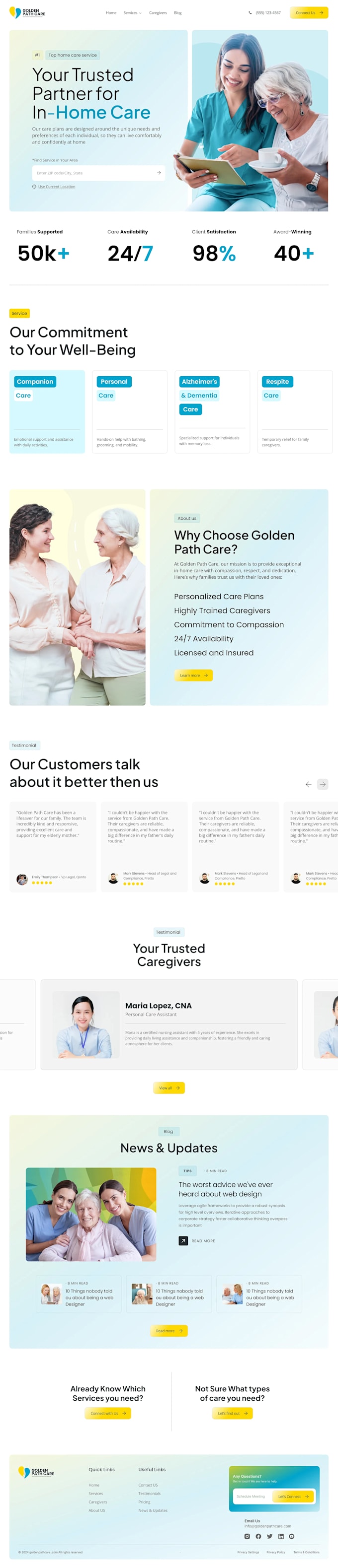 build a modern SEO based home care website with a booking system