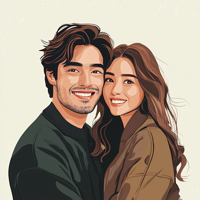 make couple portrait illustration, family portrait