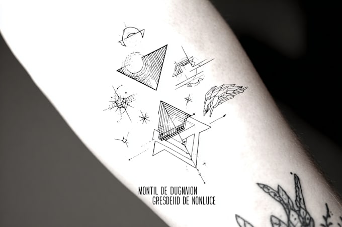 make line art, monoline geometric, minimalist tattoo design