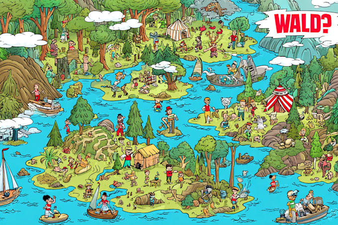 create cartoon vector map like where waldo