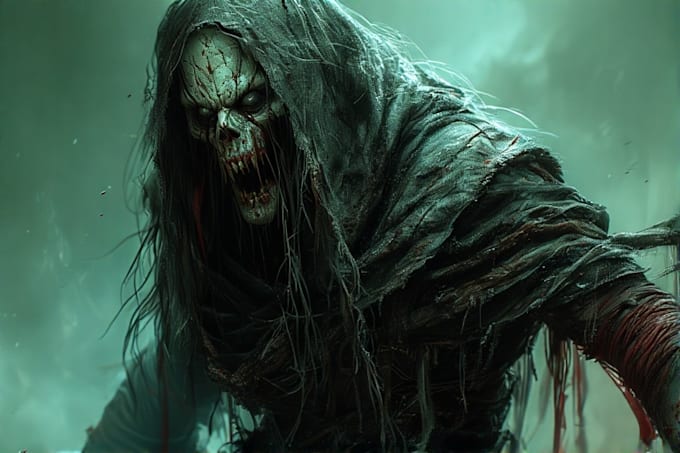 illustrate a horrifying fantasy horror character