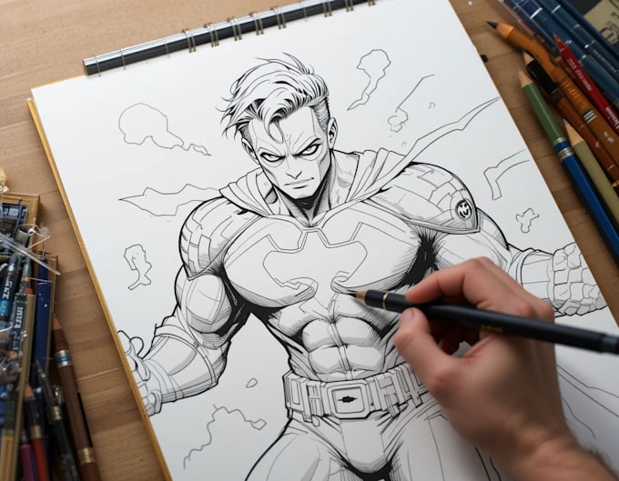 draw superhero action comic  superhero character