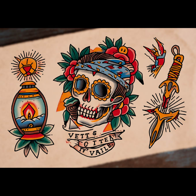 create old school or traditional tattoo design