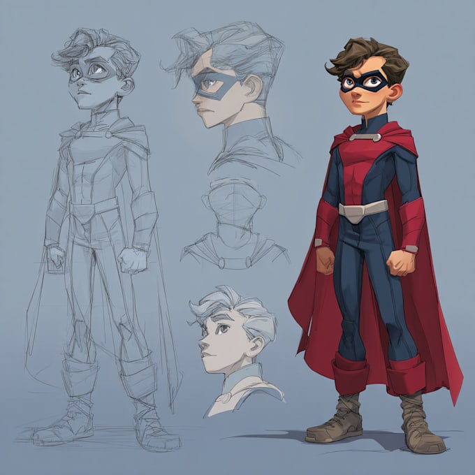 do concept art superhero character for comics cartoon