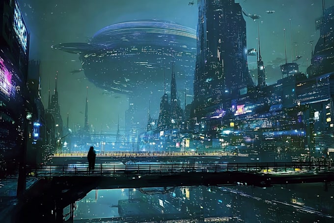 do cyberpunk futuristic city art