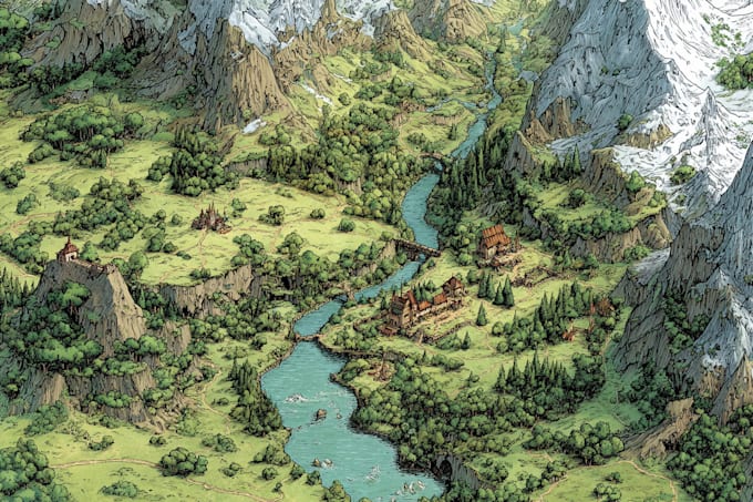 create your fantasy map illustration arts