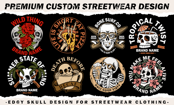 make edgy skull designs for streetwear clothing