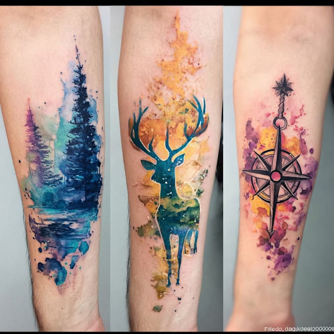 custom a watercolor tattoo design