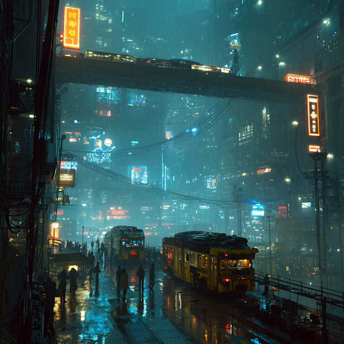 Design a cyberpunk futuristic city art by Shazichie | Fiverr