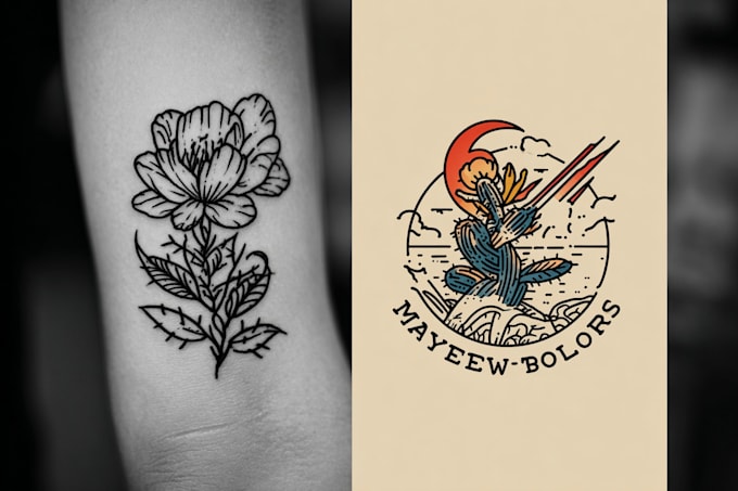 draw a minimalist line art tattoo design