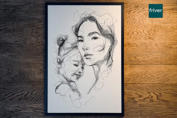 make scribble art, abstract line portrait