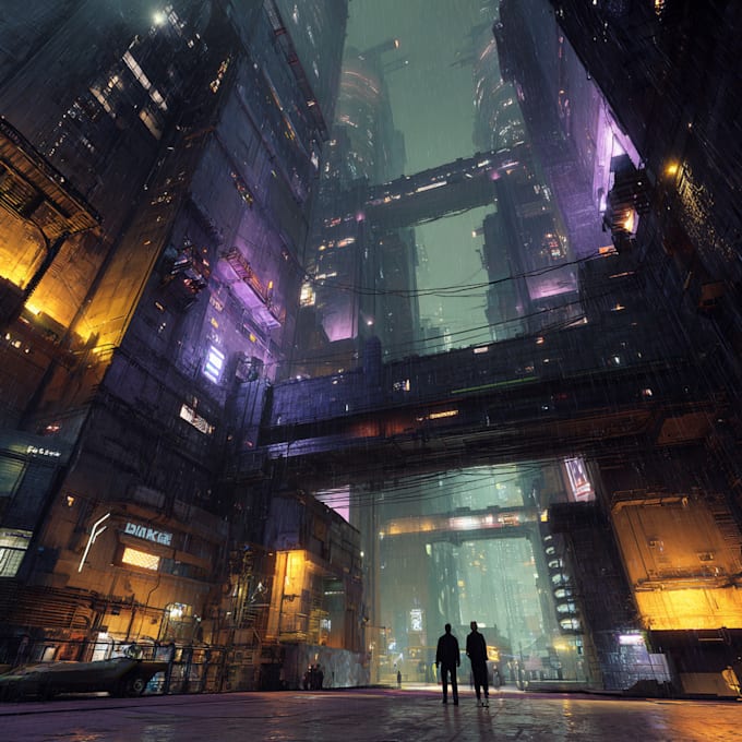 Draw a cyberpunk futuristic city and background by Eddmpos | Fiverr