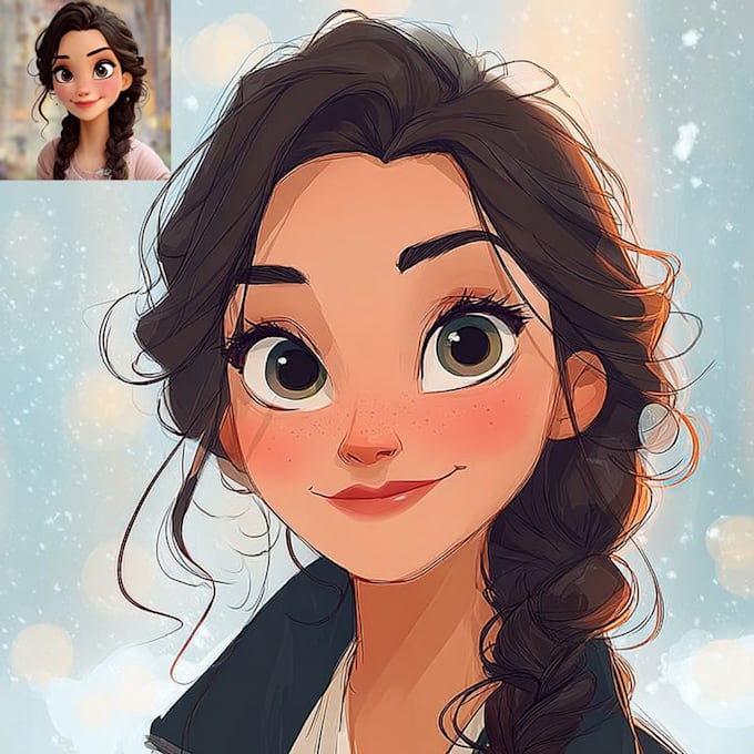 make a disney couple cartoon portrait