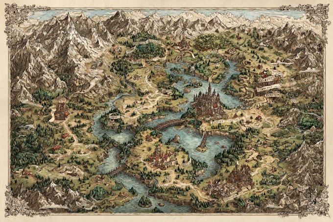 fantasy map illustration, dnd map
