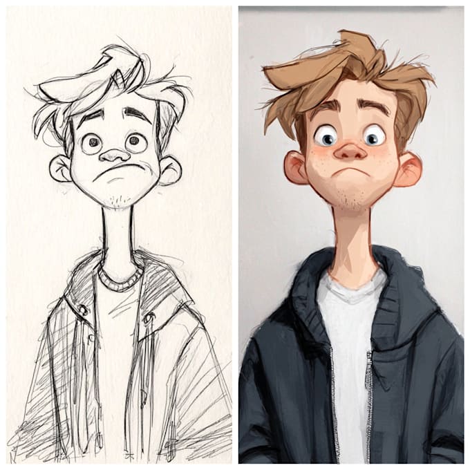 draw a cartoon character in a funny sketch