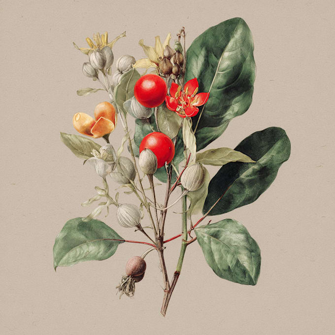 draw a realistic botanical drawing