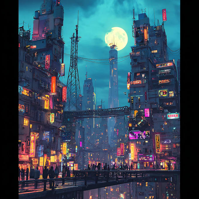 create a concept illustration science fiction city,