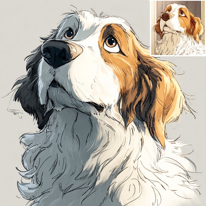draw pet portrait with disney style