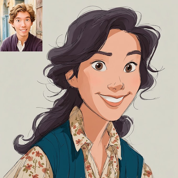 draw a cute disney cartoon portrait
