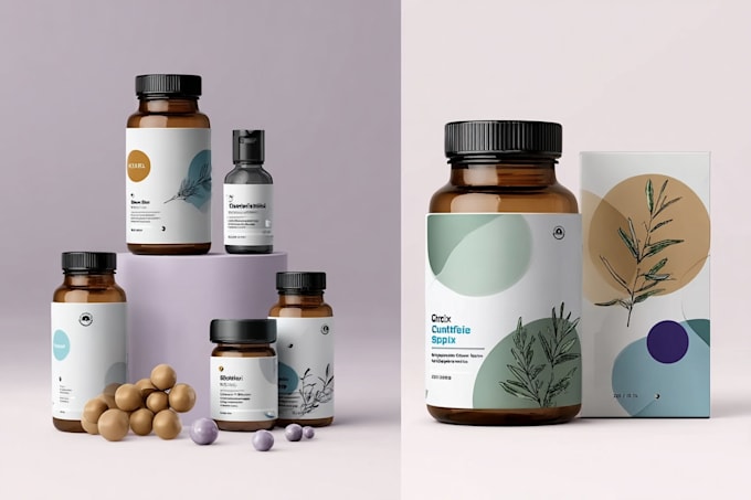 design minimalist cosmetic and supplement label packaging