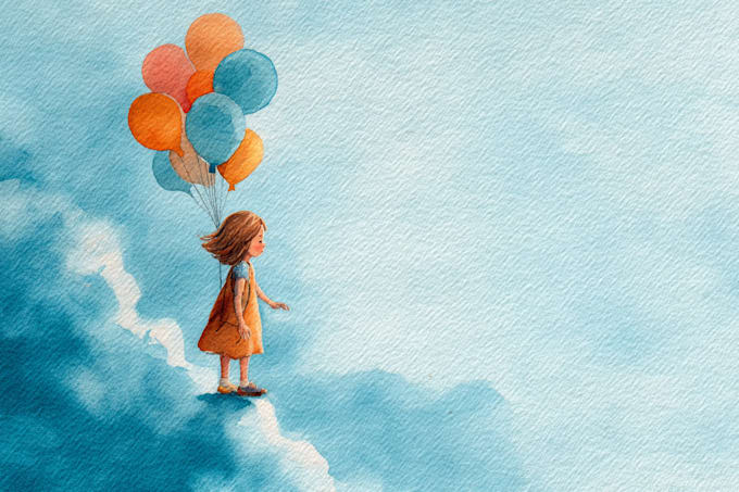 create watercolor children illustration