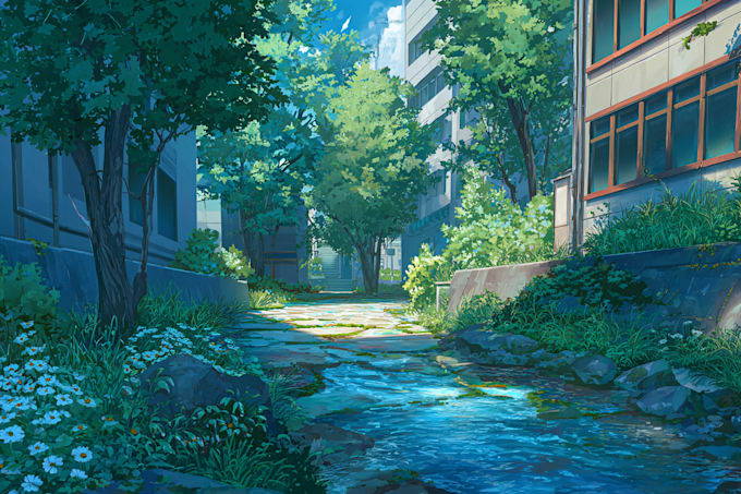 draw background art illustration in anime style for stream
