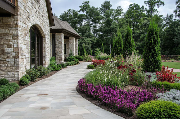 design landscape architect, plot plan, backyard, pool, and patio
