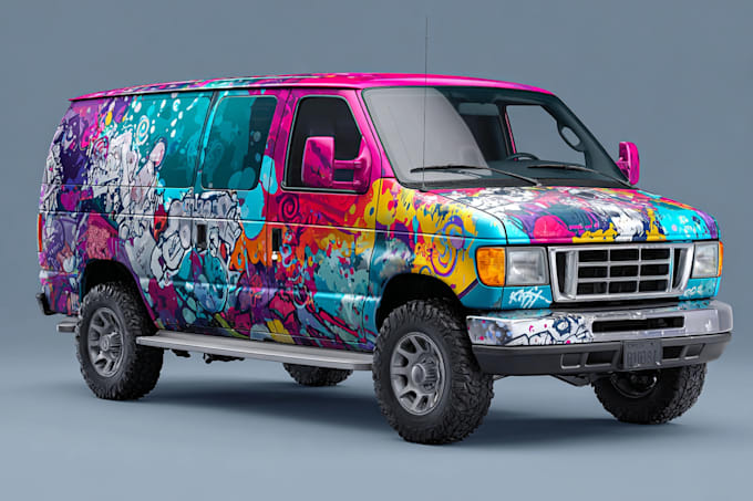 make a vehicle wrap design, car wrap design, van wrap design