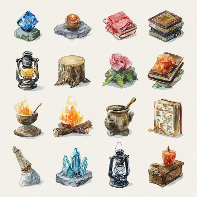 draw illustrated watercolour icons