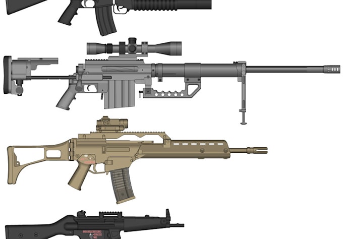 create 3 Fully Custom Animated Guns/Logo