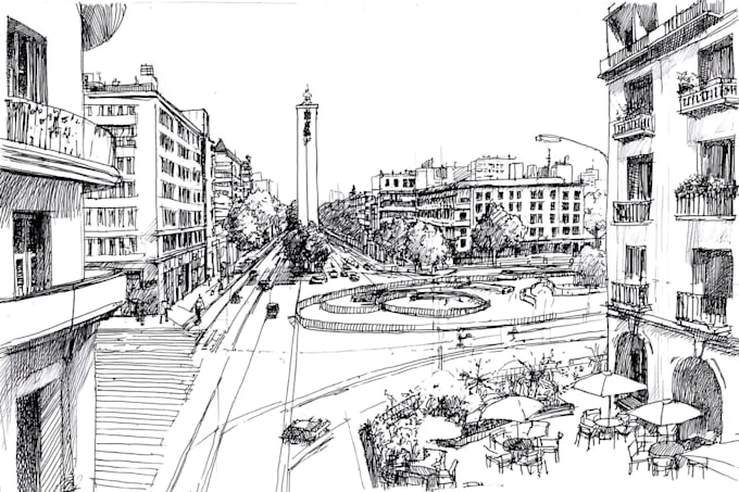 draw architecture and urban design sketches
