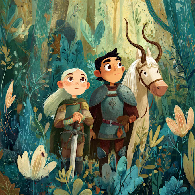 illustrate captivating storybook pages with character