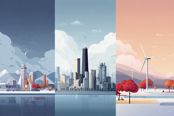 create flat landscape illustration of nature and background vector art