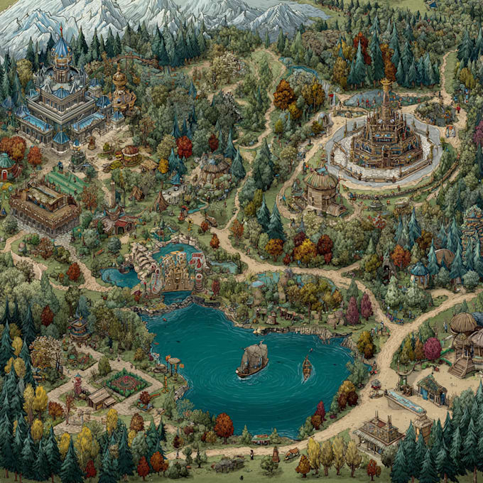 fantasy map illustration ttrpg map world map design festival and event map