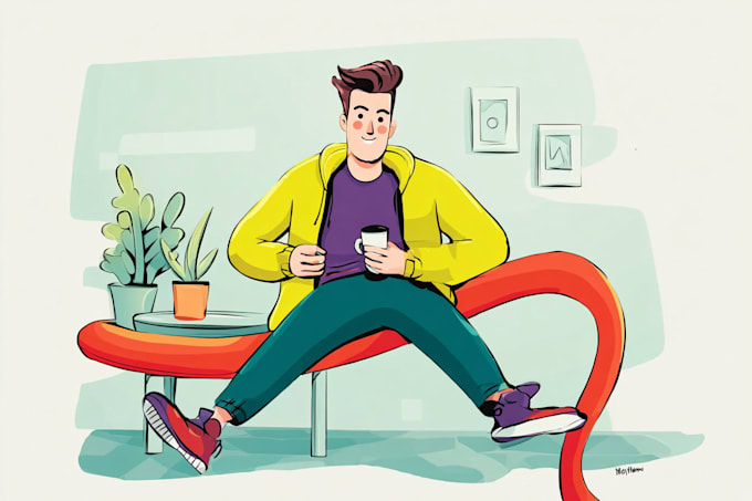 draw vector cartoon illustration in a modern flat style