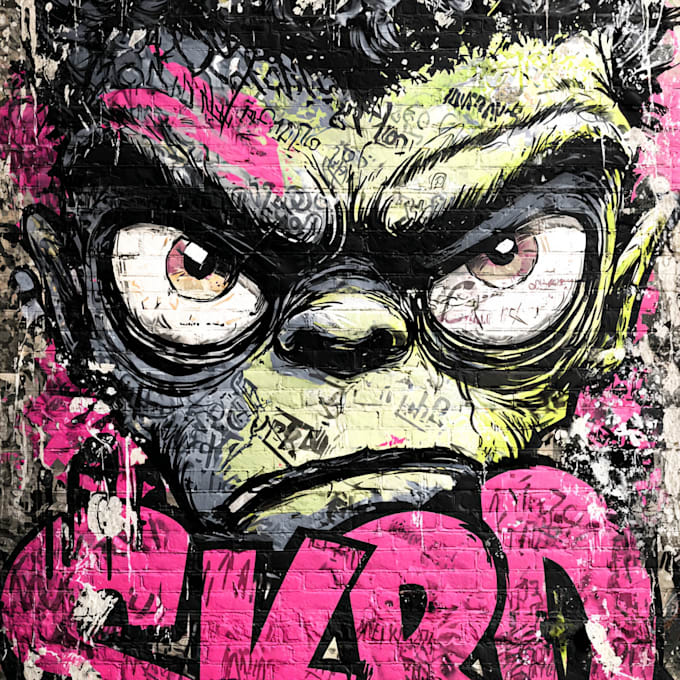 paint real graffiti art on the street wall