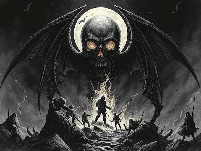 create dark art and heavy death metal illustration
