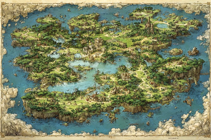Create fantasy map illustration for dnd, novels and games by ...