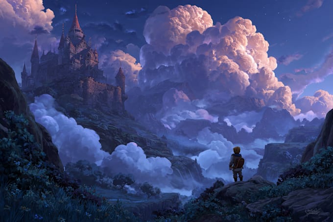 draw detailed fantasy landscapes and environments