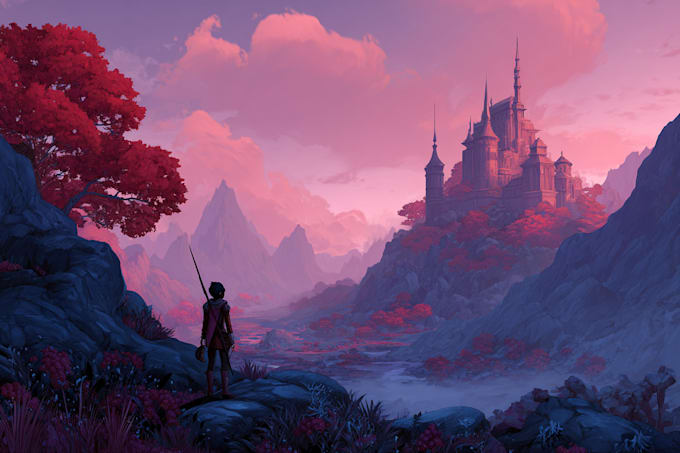 draw a fantasy nature scene, or a landscape