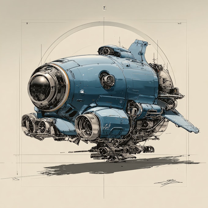 draw high quality spaceship concept