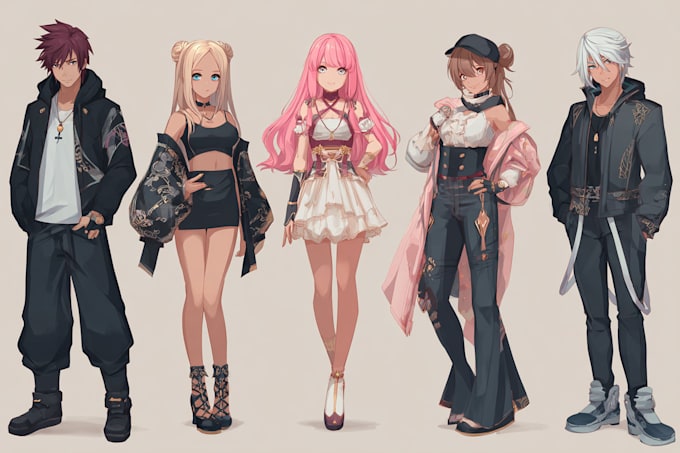 draw anime and game style characters art