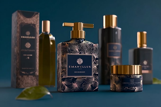design luxurious cosmetic labels and elegant packaging