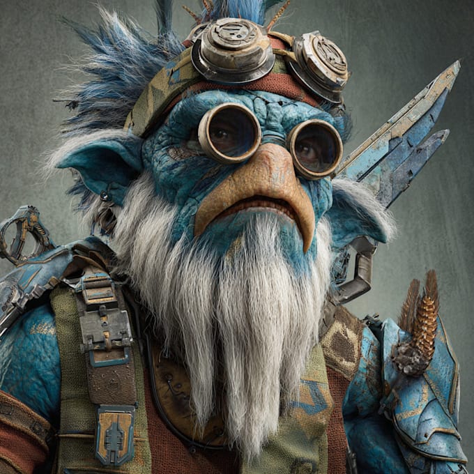 create fantasy, sci fi, character with hyperrealistic style
